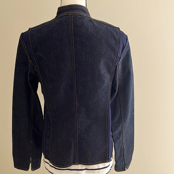 Vintage Gucci Denim Moto Jacket Dark Wash Zip Front Sheer Panel Inserts EUC Sz 8 - Picture 5 of 9